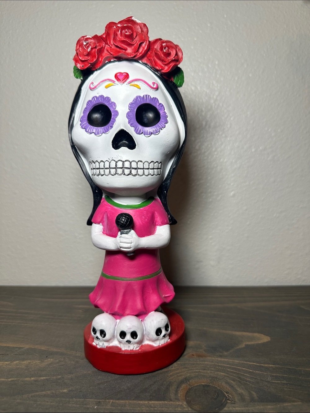 Day of the Dead Pink Sugar Skull Figurine Decor